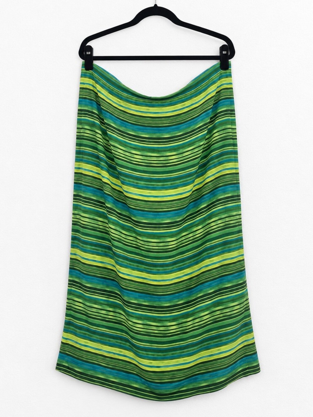 Vintage 2000s Plaza South 100% Silk Striped Midi Skirt 16W Art-to-Wear Boho Chic